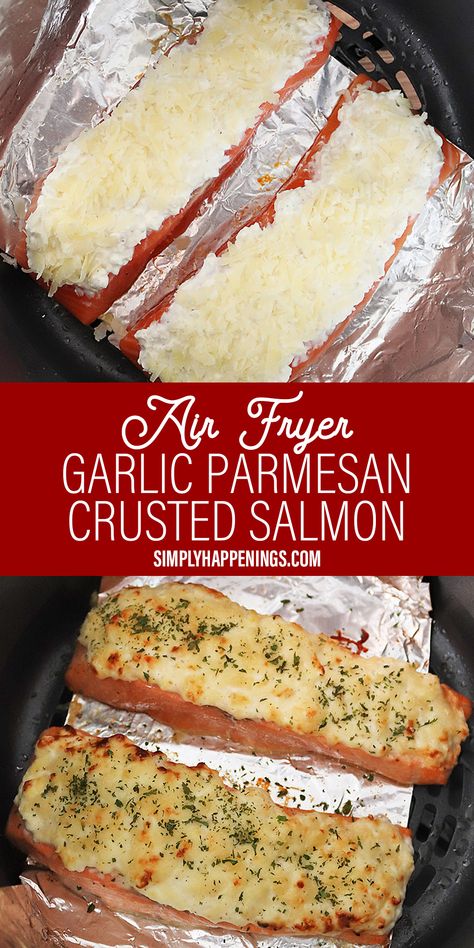 Bake Salmon In Air Fryer, Parmesan Garlic Salmon, Salmon Recipes Cream Cheese, Keto Salmon Air Fryer, Air Fryer Oven Salmon Recipes, Parmesan Salmon Air Fryer, Keto In Air Fryer, Salmon Air Frier Recipes, Salmon With Parmesan Cheese