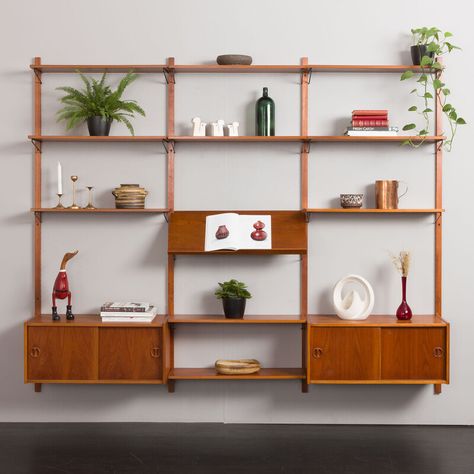 Vintage Shelving Unit, Full Wall Shelving, Condo Storage, Mid Century Modern Shelves, Mid Century Wall Unit, Teak Wall Unit, Modular Shelving System, Bookshelf Wall, Displaying Books