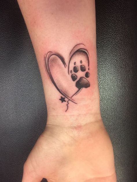 Dog Mom Tattoo Ideas, Pow Tattoo, Dog Tattoo Ideas Memorial, Tattoo Ideas Memorial, Paw Tattoos, Dog Tattoo Ideas, Tattoos For Dog Lovers, Dog Memorial Tattoos, Pawprint Tattoo