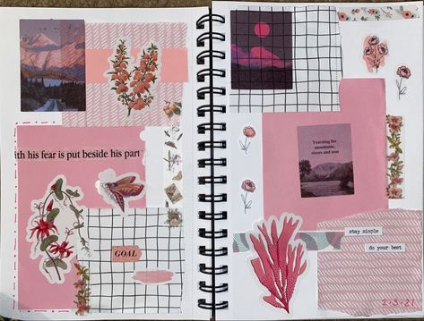 #scrapbooking #scrapbook #journaling #journal #aesthetic #pink #stickers #scenery #flowers Scenery Flowers, Girly Scrapbook, Pink Scrapbook, Pink Journal, Handmade Journals Diy, Scrapbook Journaling, Pink Stickers, Scrapbook Cover, Creating A Bullet Journal