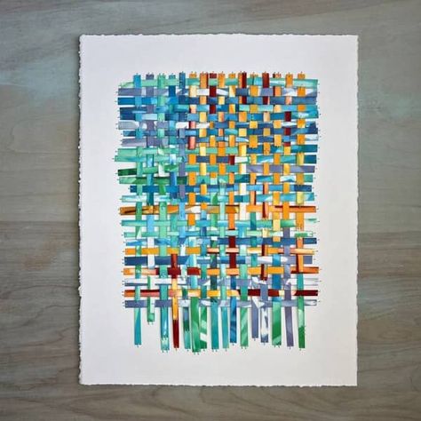 Paper Weaving Art Projects, Unusual Art Ideas, Collage Artists Contemporary, Woven Paper Art, Paper Weaving Projects, Paper Weaving Patterns Design, Paper Weaving Art, Weaving Art Projects Middle School, Weaving Collage