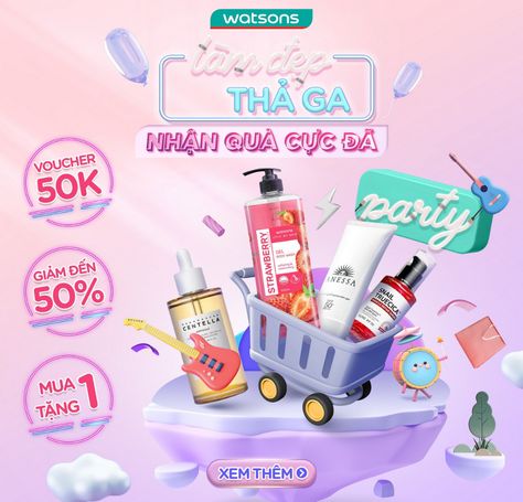 [WATSONS x SHOPEE] 5.5 CAMPAIGN LANDING PAGE on Behance Fb Banner, Social Media Advertising Design, Beauty Posters, Banner Ads Design, Motion Design Video, Graphic Design Ads, Ecommerce Design, Cosmetic Design, Promotional Design