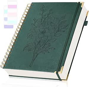 Spiral Notebook, Notebooks College Ruled, Hardcover Notebook with Numbered Pages, Notebook Journal for Women, Leather Notebooks for Work, Writing, Large A5 Journaling Notebooks Thick, Aesthetic, Green Beautiful Notebooks, Aesthetic Green, Leather Notebook, Notebook Journal, Hardcover Notebook, Women Leather, Journal Notebook, Spiral Notebook, Notebook