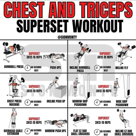 Fitness / Diet / Workout on Instagram: “Plan the week ahead with this 5 Day Superset + HIIT workout program @sionmonty (Swipe LEFT) 👈🏻 If you enjoy my content, make sure to…” Tricep Workout Gym, Super Set Workouts, Push Day Workout, Superset Workout, Chest And Tricep Workout, Chest Workout For Men, Chest Workout Routine, Tricep Workout, Push Workout