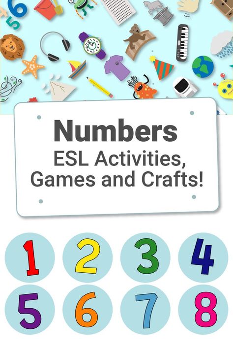 ESL numbers activities crafts and games for children Numbers Activities For Kids, Esl Numbers, English Language Activities, English Numbers, Numbers Activities, Activity Games For Kids, Esl Activities, Teaching Numbers, Esl Lessons