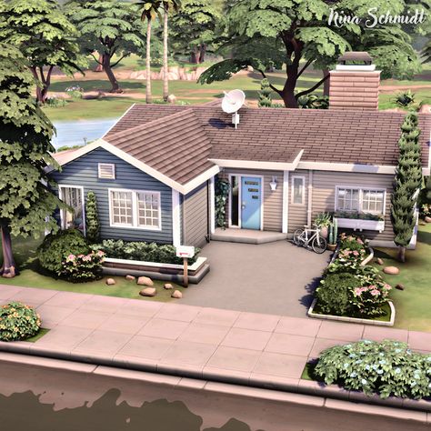 Speed Build & Download on YouTube Starter Sims House, Sims 4 Three Bedroom House, Newcrest House Sims 4, 70s Neighborhood, The Sims 4 Starter Home, Sims 4 One Story House, Starter Home Sims 4, Sims 4 Starter House, Sims 4 Starter Home