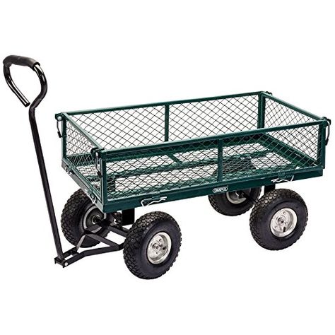 Draper  Steel Mesh Gardeners Cart - Green Heavy Duty Wagon, Yard Cart, Garden Wagon, Wheelbarrow Garden, Wagon Cart, Utility Wagon, Garden Cart, Utility Cart, Green Lawn