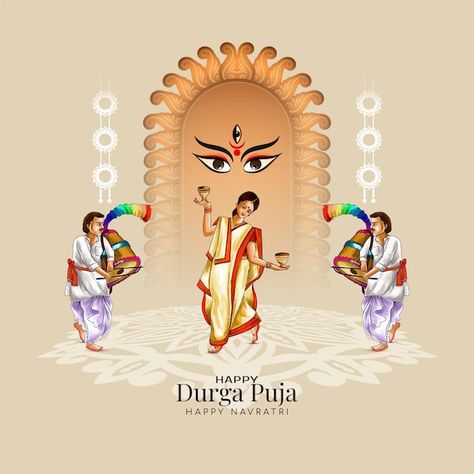 Free vector traditional happy navratri a... | Free Vector #Freepik #freevector #durga-pooja #navratri #durga-puja #dandiya Festival Background Design, Durga Pooja, Happy Durga Puja, Memories Art, Childhood Memories Art, Navratri Wishes, Thrive Experience, Hindu Festival, Festival Background