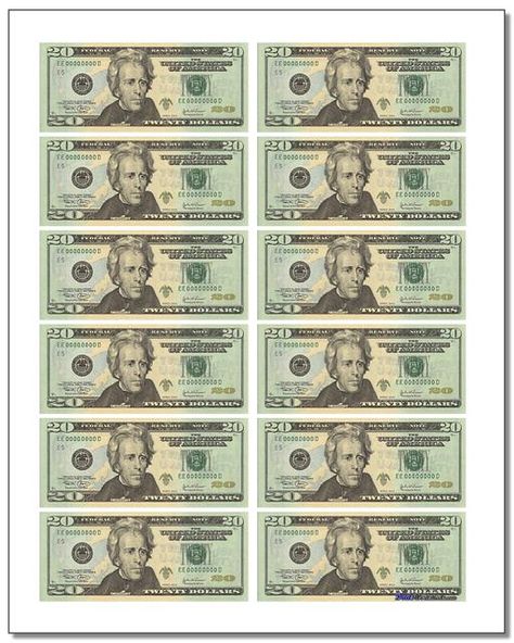 These printable play money sheets can be cutup and used for classroom to   teach money math, or as replacements for fake Monopoly money to make   game play more realistic! Coins and bill denominations from $1 to $100.   #realistic #printable #money #dadsworksheets Play Money Printable Free, Printable Money, Fake Money Printable, Play Money Template, Printable Play Money, Learning Money, Twenty Dollar Bill, Monopoly Money, Banknotes Money