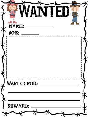 I like this wanted poster better than the one I have!  Need to print before March. Wild Wild West Crafts For Toddlers, Texas Week Preschool, Wild Wild West Crafts For Kids, Western Activities For Kids, Wild West Preschool Theme, Wild West Activities For Kids, Cowboy Activities, Texas Activities, Wild West Activities