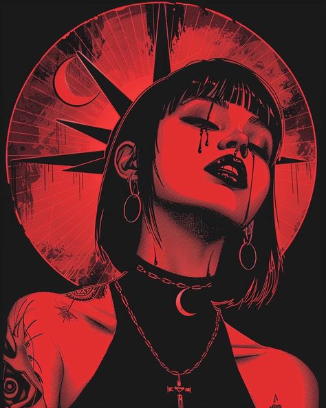 🎁🌟Learn How to Create Amazing Images in Midjourney - Follow Link in my Bio🚨🔗 Red And Black Drawings, Funky Art Aesthetic, Woman Face Tattoo, Edgy Wallpaper, Amazing Images, Beautiful Dark Art, Anime Artwork Wallpaper, Art Inspiration Painting, Weird Art