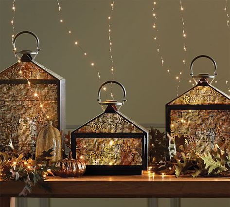 Candles | Pillar, Votive, Floating & Tea Candles | Pottery Barn Iron Lantern, Indoor Lanterns, Black Pottery, Large Lanterns, Lantern String Lights, Small Lanterns, Park Hill, Outdoor Lantern, Iron Lanterns