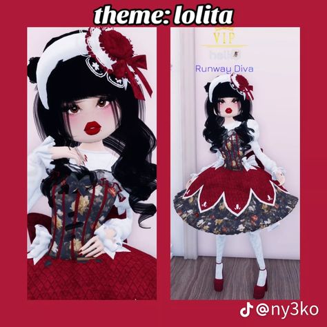 theme: Lolita placed 8th Lolíta Outfit Dress To Impress, Lolíta Dress To Impress, Dress To Impress Historical Figures, Overdressed Outfits, Orange Paper Craft, Roblox Houses, Paper Craft Easy, Duo Dress, Dress Impress