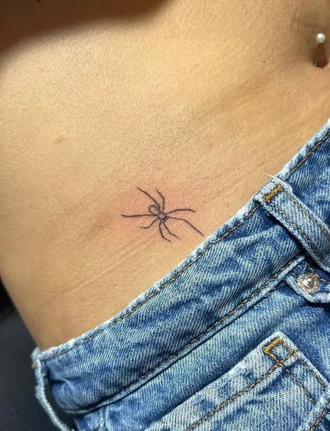 100 Wonderful Spider Tattoos ( The Newest Gallery) - The Trend Scout Spider Tattoo Feminine, Small Tattoo Ideas Halloween, Spider Man Inspired Tattoo, Spider Line Tattoo, Minimalist Spider Tattoo, Small Tattoos Spider, Small Spider Tattoo Simple, Cute Spider Tattoo For Women, Fine Line Spider Tattoo