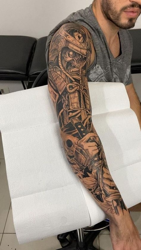 Men’s arm tattoos 15 ideas: Creative designs for your arm Sleeve Themes For Men, Mens Full Arm Sleeve Tattoo, Tattoo Full Sleeve Men Ideas, Japanese Style Forearm Tattoo, Unique Sleeve Tattoos Men, Men Tattoo Ideas Sleeve Unique, Full Leg Sleeve Tattoos For Guys, Full Arm Tattoos For Guys, Full Hand Tattoo Men