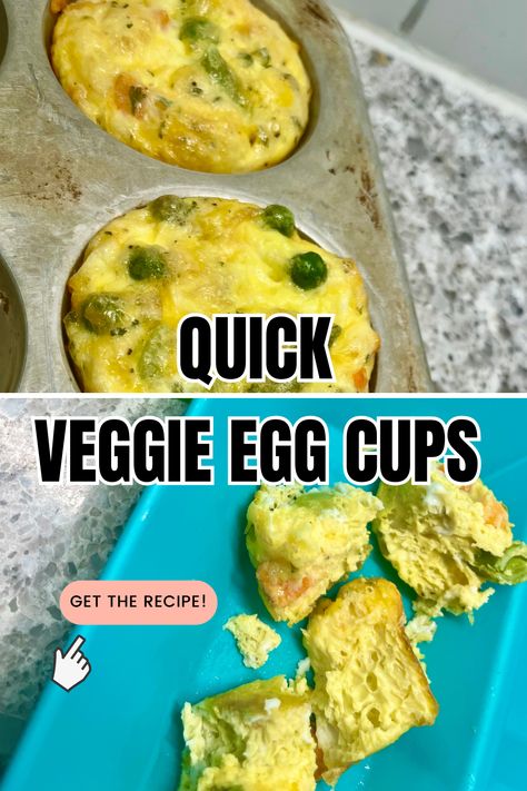 These quick veggie egg cups are easy to make and great for breakfast on the go. Vegetarian Egg Cups, Veggie Egg Bites, Blw Breakfast Ideas, Veggie Egg Bake, Veggie Egg Cups, Cheese Cups, Baby Led Weaning First Foods, Baby Muffins, Easy Breakfasts