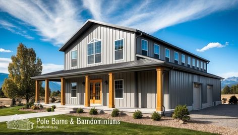 Modern Living: 2 Story Barndominium Guide 2 Level Barndominium, Barndominium Modern, Pole Barn Kits, 2 Story Barndominium, Barn Kits, Pole Barn, Barndominium, Modern Living, Custom Homes