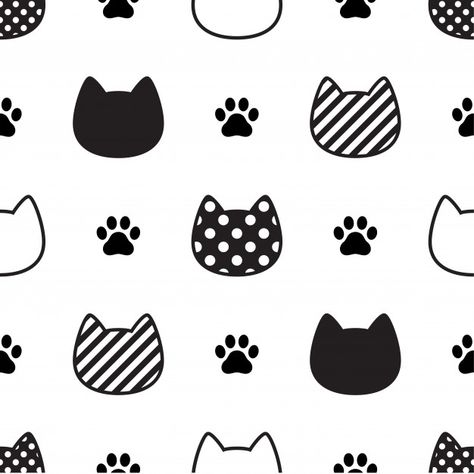 Cat seamless pattern kitten head paw foo... | Premium Vector #Freepik #vector #pattern Cat Pattern Design, Freepik Pattern, Footprint Illustration, Cat Paw Pattern, Cat Pattern Wallpaper, Valentine Cartoon, Cute Cat Pattern, Cat Patterns, Cats Pattern