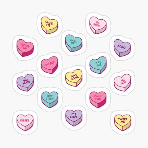 Valentines Candy Hearts Drawing, Conversation Hearts Drawing, Valentine Day Stickers, Cute Valentines Doodles, Valentine’s Day Stickers, Valentine’s Day Doodles, Cute Heart Stickers, Love Hearts Candy, Valentines Day Doodle