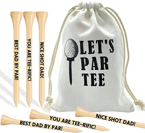 Gifts for Men, 36 Pack 3-1/4 inch Golf Tees with Bag, Durable Bamboo Golf Tees, Best Dad by Par, Fathers Day Christmas Birthday Gifts from Daughter Son, Stocking Stuffers Ideas Present for Men Stocking Stuffers Ideas, Dad Stocking Stuffers, Best Dad By Par, Par Tee, Bamboo Material, Paper Gift Box, Presents For Men, Golf Tees, Golf Gifts