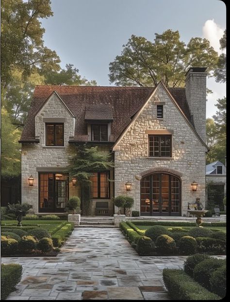 Country Style Exterior Home, Stone Exterior Houses French Country, House Design Inspiration Exterior, Dream Exterior Home, Front Of House Aesthetic, European Inspired Homes, French Inspired Home Exterior, European House Aesthetic, English Style Home Exterior