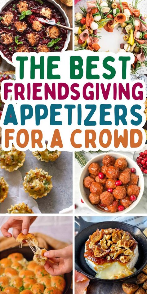 Easy friendsgiving appetizers for a dinner party, work potluck, or happy hour. These friendsgiving finger food ideas, dip recipes, fall appetizers, and snack platters feed a crowd. Friendsgiving Appetizers Easy, Fun Food To Make, Friendsgiving Snacks, Friendsgiving Menu Ideas, Appetizers For Thanksgiving, Potluck Finger Foods, Friendsgiving Recipes Appetizers, Appetizers For A Party, Friendsgiving Appetizers