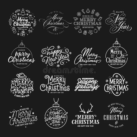 Happy New Year Calligraphy, Happy New Year Typography, Happy New Year Letter, New Year Typography, Merry Christmas Typography, Merry Christmas Calligraphy, Holiday Fonts, Japan Illustration, Christmas Typography