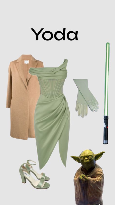 Yoda Halloween costume #starwars Star Wars Costume Ideas Women, Green Dress Halloween Costume, Yoda Cosplay, Yoda Halloween Costume, Custome Ideas, Yoda Halloween, Yoda Costume, Star Wars Halloween Costumes, Iconic Halloween Costumes