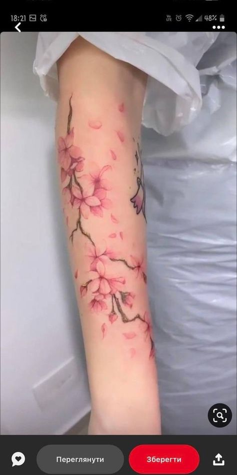 Sleeve Tattoos For Women Cherry Blossom, Cherry Blossom Sleeve Tattoos For Women, Cherry Blossom Wrap Tattoo, Cherry Blossom Tattoo Arm For Women, Cherry Blossom Filler Tattoo, Cherry Blossom Tattoo Watercolor, Cherry Blossom Tattoo Wrap Around Arm, Sakura Arm Tattoo, Cherry Blossom Arm Tattoo Sleeve