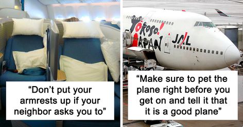 30 Do's And Don'ts When Traveling By Plane, As Pointed Out By Folks In This Online Group | Bored Panda Plane Essentials, Airplane Hacks, Plane Hacks, Flight Hacks, Long Haul Flight Essentials, First Class Airline, Traveling By Plane, Airport Hacks, Flight Tips