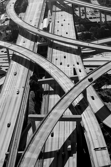 110 & 405 Freeway Interchange, Los Angeles, by Andrew Meyers Photography, via Flickr Highway Photography, Highway Bridge, West Coast Road Trip, City Of Angels, California Dreamin', California Dreaming, Aerial Photography, Birds Eye, Los Angeles California