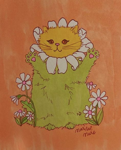 Groovy Cat Art, Marisol Muro Art, Groovy Widgets, Groovy Drawings, Groovy Aesthetic, Groovy Art, Hippie Aesthetic, Creative Drawing Prompts, Halloween Artwork