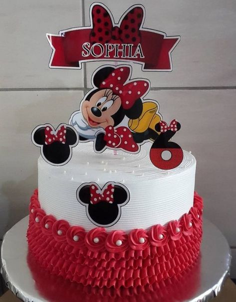 Cake Pop Tutorial, Minnie Mouse Birthday Cakes, Bolo Minnie, Minnie Mouse 1st Birthday, Unicorn Themed Birthday Party, Simple Cake Designs, 1st Birthday Cakes, Cake Printing, Minnie Mouse Cake