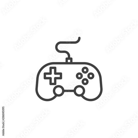 Stock Image: Video game controller line icon. linear style sign for mobile concept and web design. Game console joystick, gamepad outline vector icon. Symbol, logo illustration. Vector graphics Game Console Drawing, Video Game Controller Drawing, Nintendo Controller, Video Game Controller, Game Logo, Symbol Logo, Logo Illustration, Game Controller, Logo Ideas