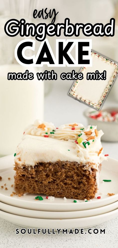 This easy gingerbread cake has all the cozy, homemade flavor you love, perfect for holiday gatherings. It starts with a cake mix, but don’t let that deter you—it’s so good, no one will guess! With simple steps, pro tips for perfect texture, and a trick for easy removal, it’s a must-try holiday treat that keeps entertaining stress-free and earns rave reviews. Gingerbread Cake From Box Cake, Gingerbread Poke Cake Recipe, Ginger Bread Cake Mix Recipes, Christmas Cake Easy Recipe, Recipes From Cake Mixes, Gingerbread Spice Cake, Sugar Free Yellow Cake Mix Recipes, Ginger Cake Recipe Easy, Gingerbread Cake Mix Recipes