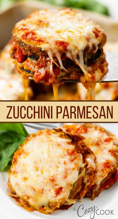 zucchini parmesan on a white plate with extra cheese The Cozy Cook, Zucchini Recipes Dessert, Best Zucchini Recipes, Zucchini Casserole Recipes, Zucchini Parmesan, Cozy Cook, Easy Zucchini Recipes, Zucchini Recipes Healthy, Chocolate Zucchini Cake