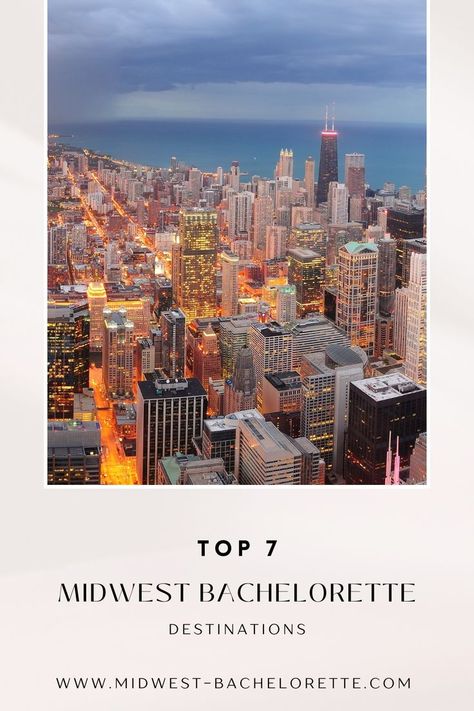 List of the top destinations for a bachelorette in the Midwest! Filled with things to do in each city. Top Bachelorette Destinations, Chicago Bachelorette Party, Bachelorette Locations, City Bachelorette, Bachelorette Party Locations, Bachelorette Party Destinations, Bachelorette Destinations, Chicago Travel, Traverse City