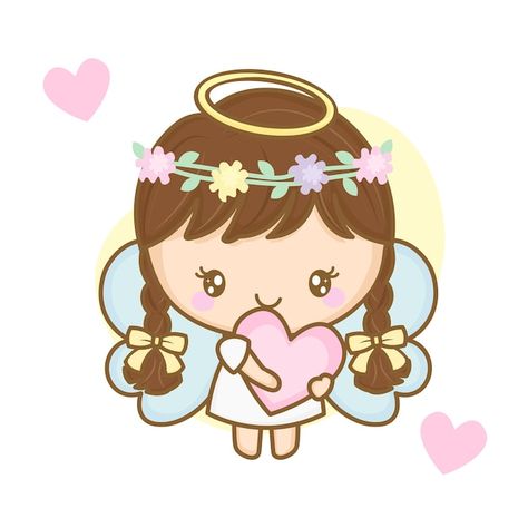 Cute Kawaii Drawings, Good Morning Good Night, Baby Angel, App Icon Design, Kawaii Drawings, Halloween Art, Girl Drawing, Vector Photo, Premium Vector