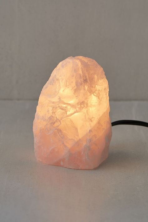 Rose Quartz Crystal Table Lamp | Urban Outfitters Canada Rose Quartz Lamp, Rose Quartz Decor, Rose Quartz Aesthetic, Himalayan Salt Lamp Benefits, Salt Lamp Benefits, Club 33, Quartz Lamp, Rock Lamp, Salt Rock Lamp