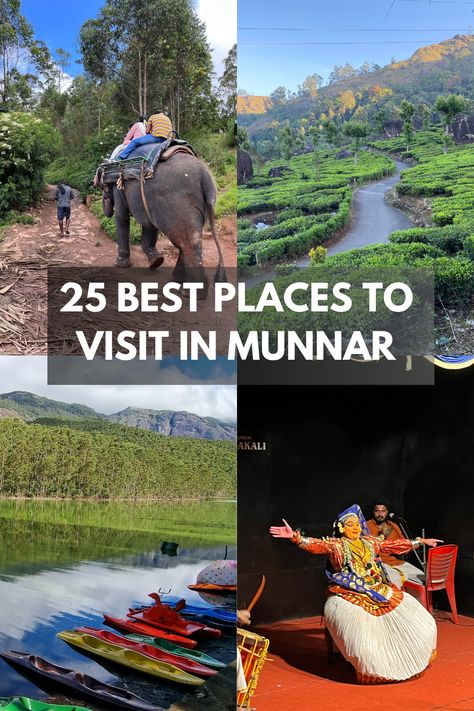 Discover the breathtaking beauty of Munnar with our curated list of the best places to visit in Munnar! From lush tea estates to majestic waterfalls, explore the top attractions and hidden gems of this enchanting hill station in Kerala. Plan your perfect getaway now! #Munnar #TravelGuide #KeralaTourism #ExploreMunnar #TravelTips" Munnar Kerala, Pins Ideas, Elephant Park, 2 Days Trip, Kerala Travel, Travel Infographic, Tea Estate, Kerala Tourism, Visit India