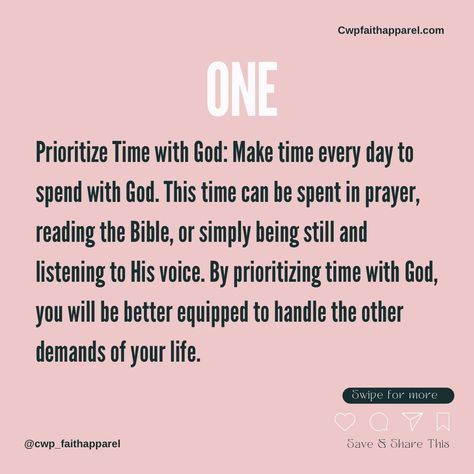 🌟 Finding balance as a Christian woman is not just about juggling responsibilities – it's about thriving in every aspect of life! In order to fully function and radiate God's light, it's crucial to prioritize four key elements: 1️⃣ Prioritize time with God: Start each day with prayer, scripture, and reflection. Let His presence guide your steps. 2️⃣ Set boundaries: Protect your mental, emotional, and spiritual well-being by establishing healthy boundaries in relationships, work, and leisu... Prioritize God, Boundaries In Relationships, God's Light, Time With God, Better Communication, Setting Healthy Boundaries, Set Boundaries, Christian Woman, Learning To Say No