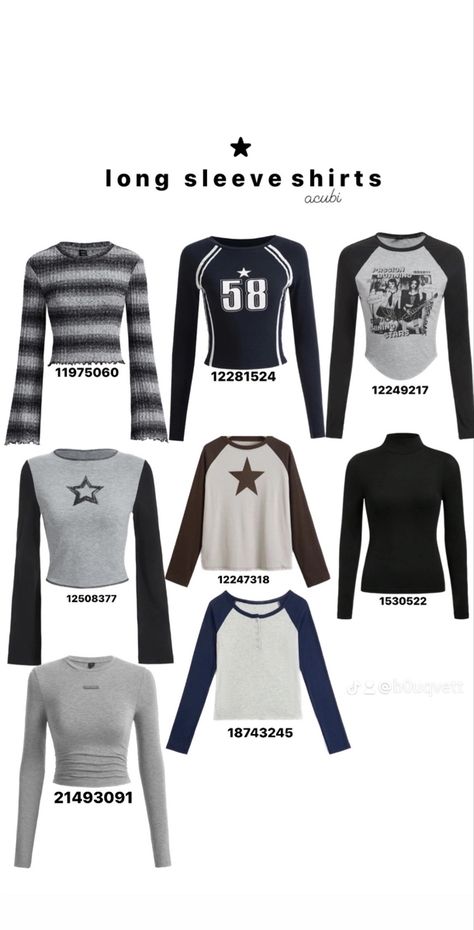 Shein Shirts Codes, Shein Pants Code, Shein Tops Codes, Acubi Shein Codes, Shein Long Sleeve Top, Shein Outfits Codes, Alaska Outfits, Shein Codes, Shein Fits