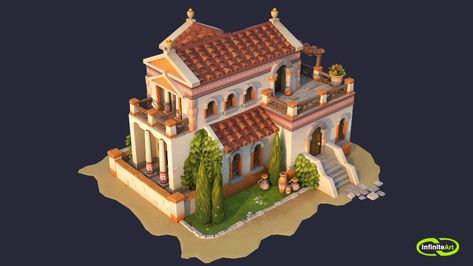 ArtStation - Greek courtyard (64 hours) Minecraft Greece House, Greek Style Minecraft House, Greek Houses Minecraft, Greek Village Minecraft, Minecraft Greek City, Greek Mythology Buildings, Ancient Greek Minecraft, Minecraft Greece Builds, Greek Buildings Minecraft