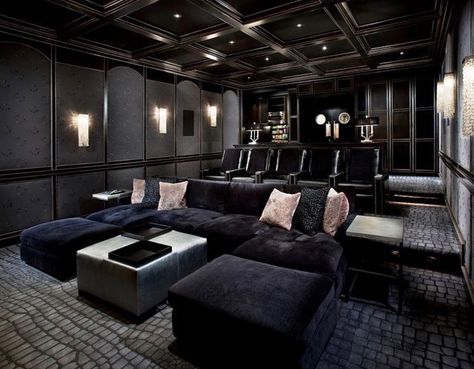 Color scheme. That carpet tho! 👌🏼 Home Theater Lighting, Home Theater Room Design, Theater Rooms, Theater Room Design, Home Cinema Room, Home Theater Decor, Best Home Theater, At Home Movie Theater, Movie Theatre