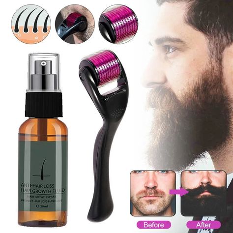 🧔✨ Get the luscious, envy-worthy beard you've always wanted! Unleash the power of nature with the MOONBIFFY Men's Beard Growth Roller & Oil Kit. 🌱 Infused with pure, nourishing ingredients that cater to the kings of grooming. 🚀 Witness a beard revolution with accelerated growth and unparalleled fullness. No more gaps, just pure, dense magnificence. 💧 Deeply hydrates and fortifies every strand, turning your beard into a symbol of health and vigor. 🔝 Elevate your beard game with a formula ... Beard Roller, Natural Beard Growth, Mens Beard, Beard Growth Kit, Accelerate Hair Growth, Hair Growth For Men, Whitening Cream For Face, Beard Growth Oil, Hair Elixir