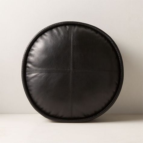 Black Pillows | CB2 Black Leather Pillow, Leather Throw Pillow, Modern Halloween Decor, Black Pillar Candles, Leather Throw Pillows, Modern Halloween, Black Pillows, Modern Throw Pillows, Leather Pillow