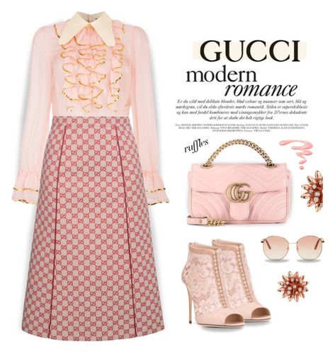 "Gucci Ruffles" by angiesprad ❤ liked on Polyvore featuring Gucci, Dolce&Gabbana and Chantecaille Gucci Dress, Gucci Outfits, Modern Romance, Look Vintage, Stylish Fashion, Polyvore Outfits, Business Fashion, Luxury Outfits, Modest Fashion