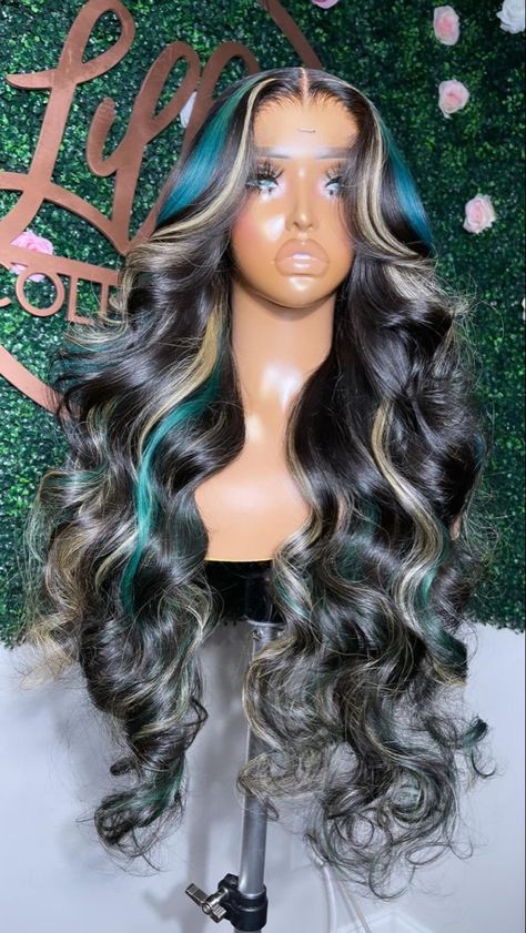 Frontal Wig Hairstyles, Dye Patterns, Pool Hairstyle Ideas, Creative Hair Color, Prom Inspo, Birthday Hairstyles, Dyed Hair Inspiration, Birthday Hair, Pretty Hair Color