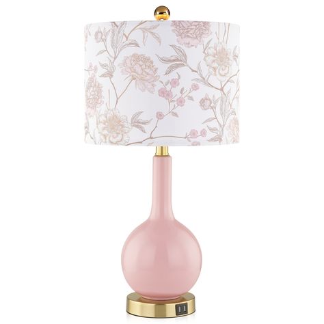 Gold And Pink Lamp, Girly Lamp, Pink And Gold Room Decor, Animal Lamp Base, Pastel Lamp, Dorm Lamp, Romantic Apartment, Pink Lamps, Pink Floral Nursery