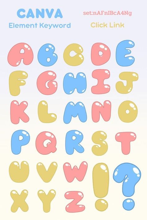 Bubble Fonts Alphabet Graffiti, Font Canva Lettering, Cute Fonts Alphabet, Bg Wallpaper, Doodle Font, Bubble Letter Fonts, Canva Codes, Font Cute, Font Bubble